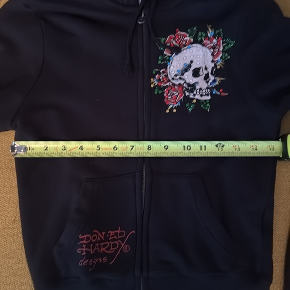 Ed Hardy Black Hoodie with Rhinestone Accents - Picture 6 of 7